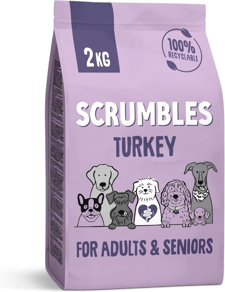 Scrumbles Dry Dog Food for All Life Stages with Turkey Protein and Gut Support