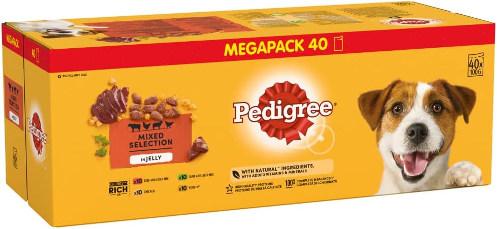 Pedigree Wet Dog Food for Adult Dogs 1+ Mixed Selection in Jelly Suitable for daily nutrition