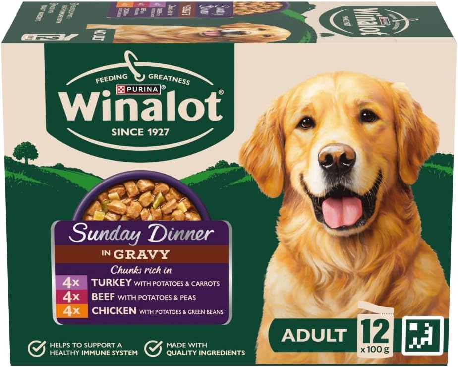 WINALOT Sunday Dinner Mixed in Gravy Wet Dog Food Suits Adult Dogs with Chicken