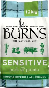 Burns Sensitive Dry Dog Food for Adults and Seniors with Pork Protein