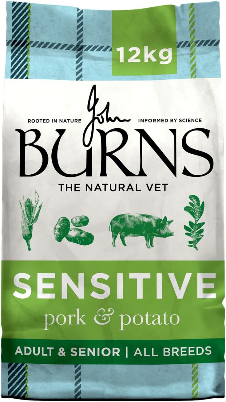 Burns Sensitive Dry Dog Food for Adults and Seniors with Pork Protein