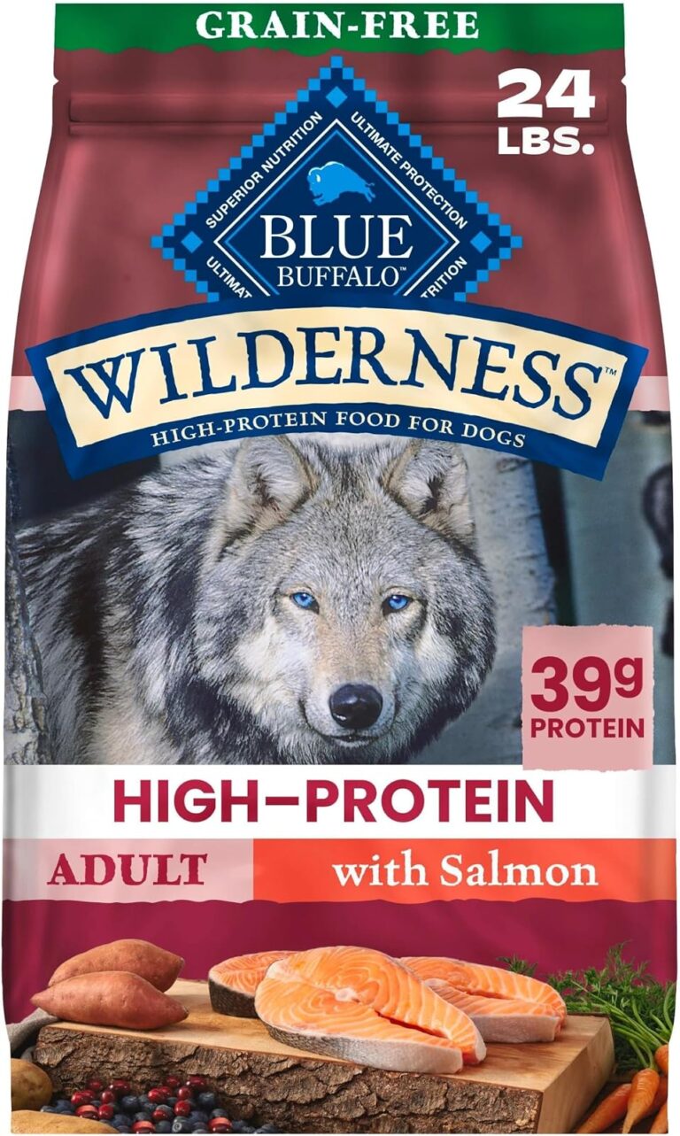 Blue Buffalo Wilderness High Protein Grain Free Natural Adult Dog Food Salmon Rich Protein for Active Adult Dogs